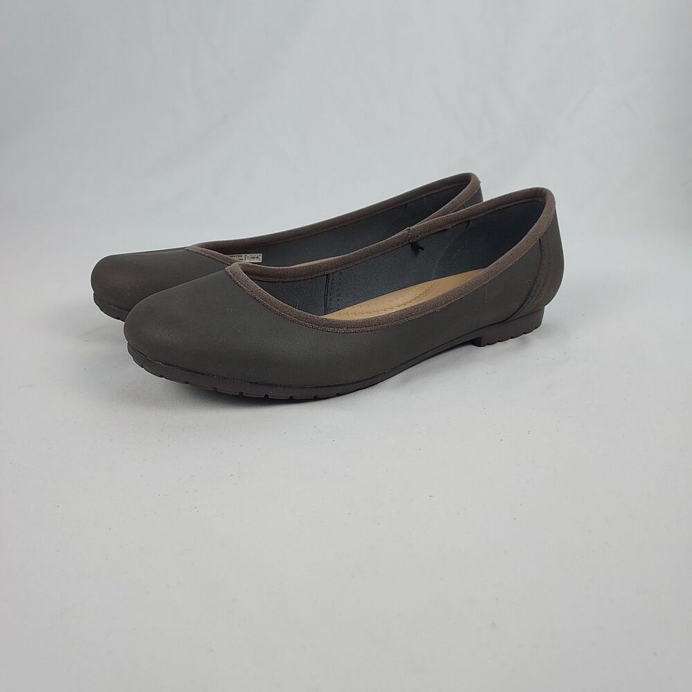 Crocs Womens Ballet Flats Brown Comfort Slip On Shoes Size 10 W10